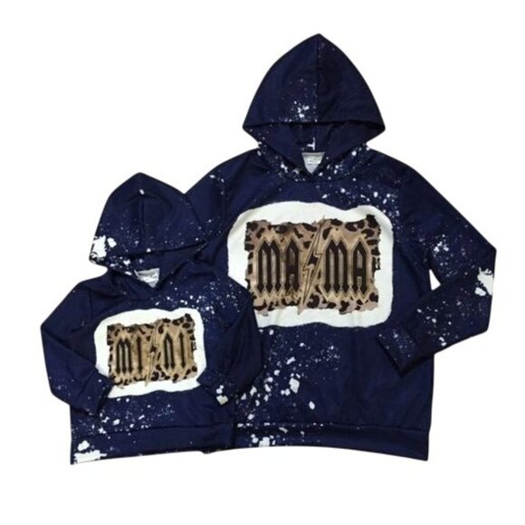 Mini Graphic Hoodie Navy Blue Splatter Print Kids Size 4T Casual Long Sleeve Wit - Picture 4 of 4